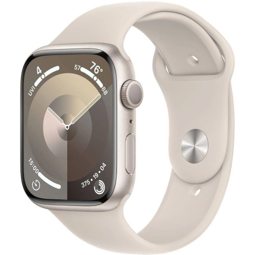 Apple Watch Series 9 GPS 45mm Starlight Aluminum Case w. Starlight Sport Band - S/M (MR963)